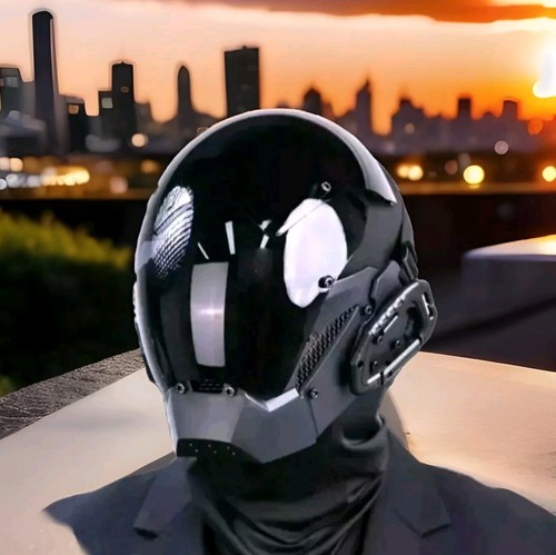 Cool Punk Mask Futuristic Style Full Visor PVC Mask Space Samurai Cosplay - Picture 2 of 12
