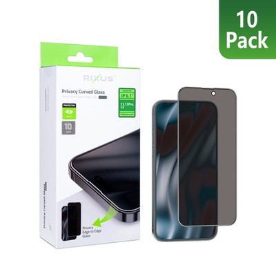 Rixus Privacy Full Curved Edge Tempered Glass For iPhone 14, 13, 13 Pro, 16e (10