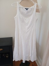 White Cotton Floral Design Lined Sleeveless Dress 4