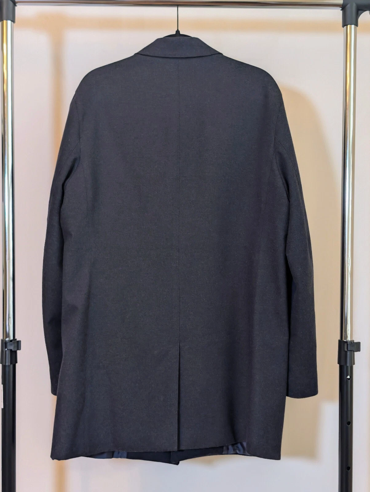 John Varvatos Single Breasted Wool Blend Trench Coat Mens 42R Navy Old Money - product detail image 2