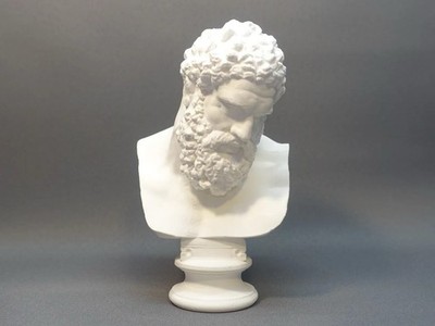 Farnese Hercules Bust   3D Printed Sculpture   White Classical Statue   10 inch