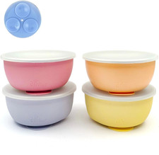 Stainless Steel Bowls with Silicone Sleeve for Babies  Toddlers  Lids Included