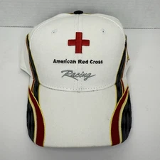 American Red Cross Racing Hat Greg Biffle 16 Embroidered White Red NASCAR Y2K