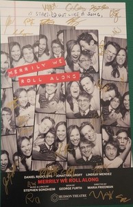LAST Merrily We Roll Along Full Cast Signed Broadway Musical Poster Harry Potter