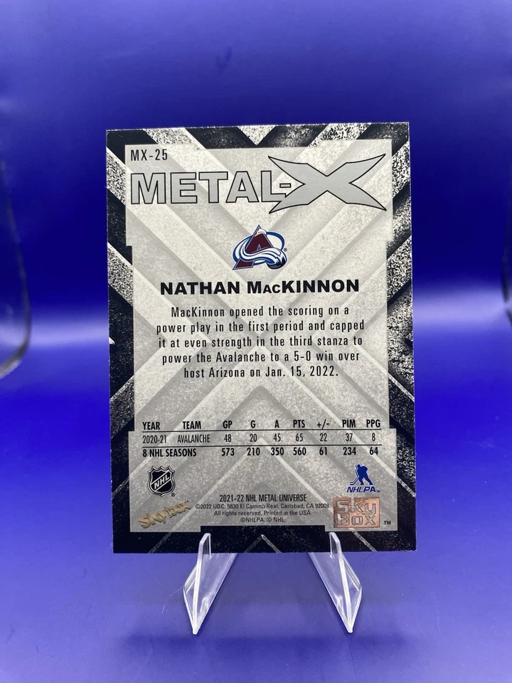 2021-22 Skybox Metal Universe - Metal-X Acetate Holo Nathan MacKinnon #MX-25 - Image 2 of 2