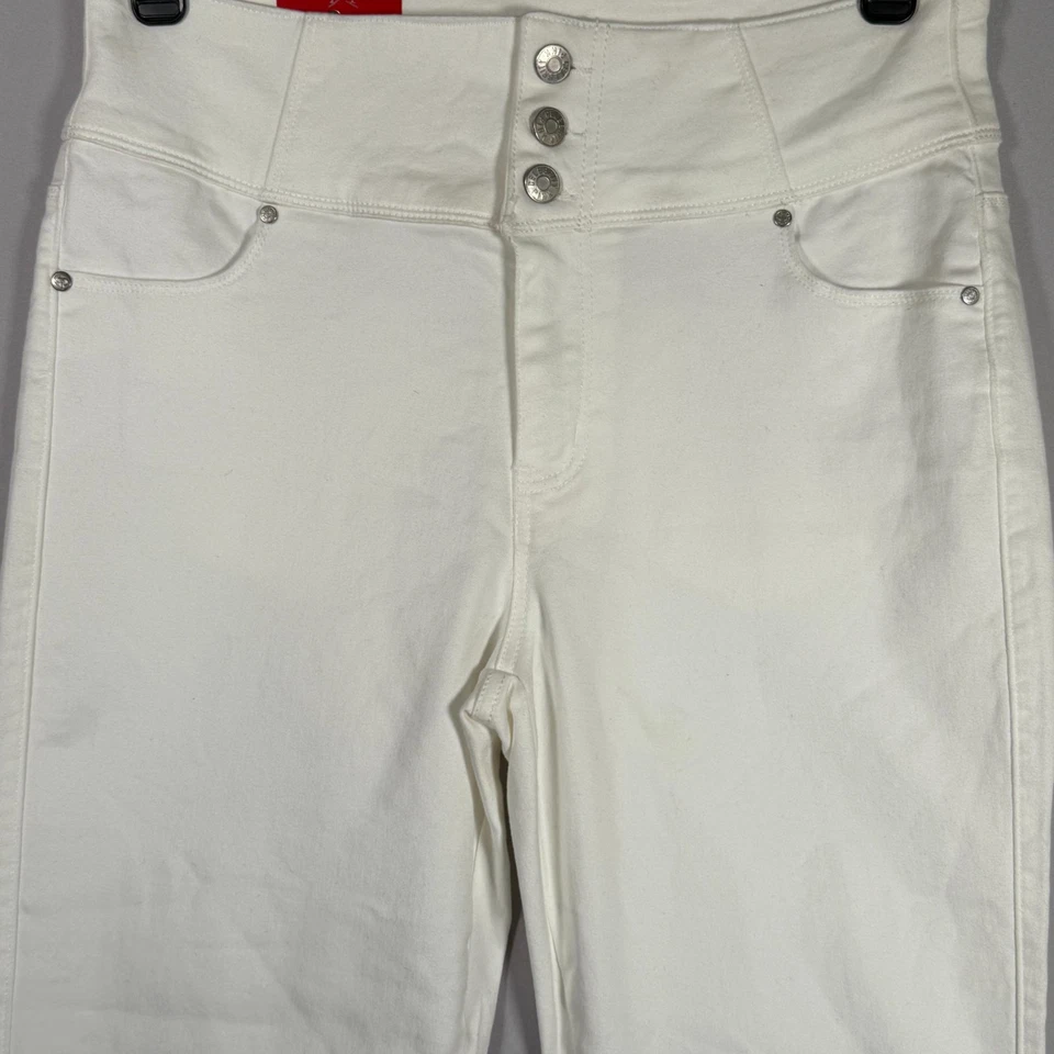 Nuevo con etiquetas Pantalones Celebrity Rosa Para Mujer tiro alto ajustados ópticos blancos con botones 11/30 Foto 2 de 4
