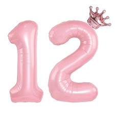 YFHVJTKO 32 Inch Number 12 Rose Gold Crown Balloon Set,12th Celebration Decor...