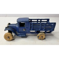 Vintage Arcade Cast Iron Stake Truck Blue 5 Inch Antique Toy A-33