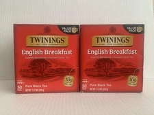 Twinings English Breakfast Black Tea, 50 Each, 100 Total Wrapped Tea Bags