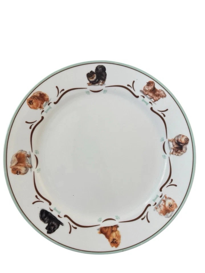 The Danbury Mint Pomeranian Dog Louça Pratos de Jantar Conjunto de 4 10,5” - Imagem 4 de 4