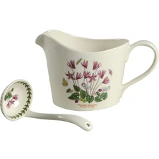 Portmeirion Botanic Garden Cyclamen 16 Oz Sauce Jug & Mini Ladle Set