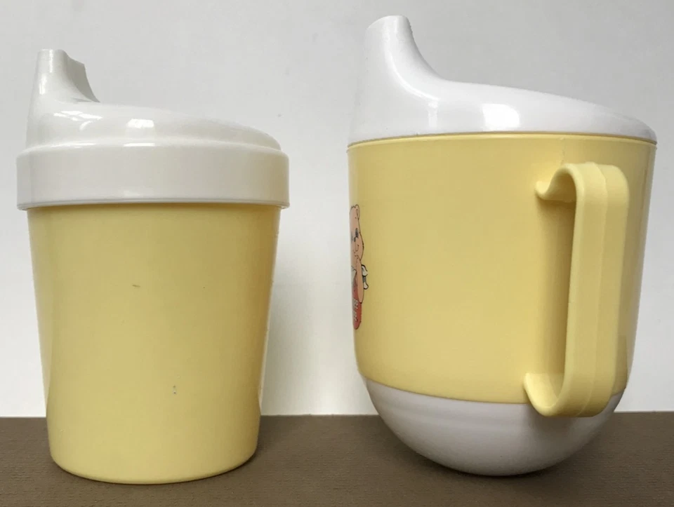Conjunto Antigo 2 Tampos de Copo Tommee Tippee Urso Amarelo Alça Sappy Infantil - Imagem 2 de 4