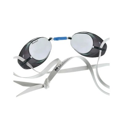 Malmsten Swedish Competition Swim Goggles - Silver Mirror Lenses - Black