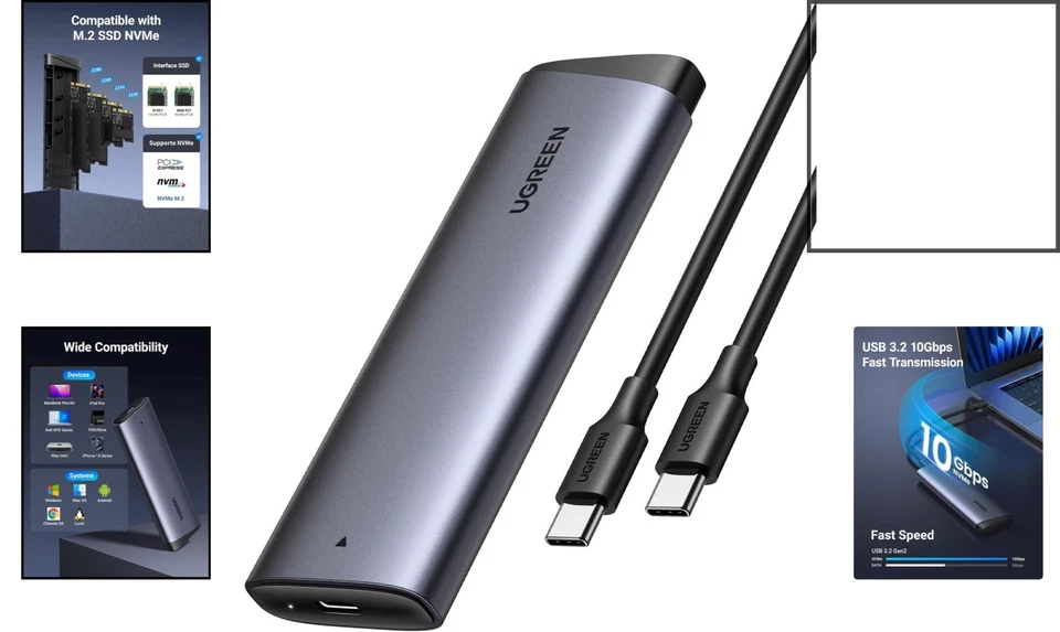 Intelligentes NVMe M.2 SSD Gehäuse mit automatischem Energiesparmodus, 10 Gbps - Bild 2 von 4