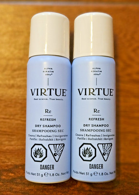 Virtue Refresh Dry Shampoo 51g 1.8oz (Lot of 2) Alpha Keratin Volume Oil Absorb