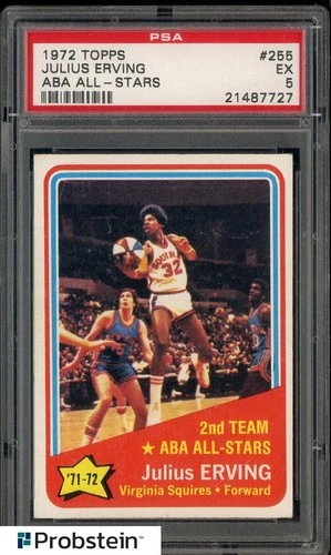 1972-73 Topps ABA All-Stars #255 Julius Erving Squires RC Rookie HOF PSA 5 EX