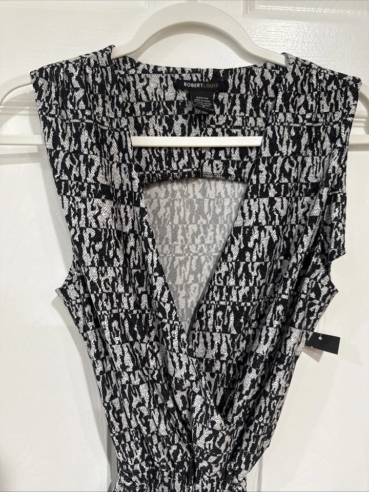 Mameluco para mujer Robert Louis pequeño sin mangas negro/gris patrón múltiple DEFECTUOSO Foto 3 de 4