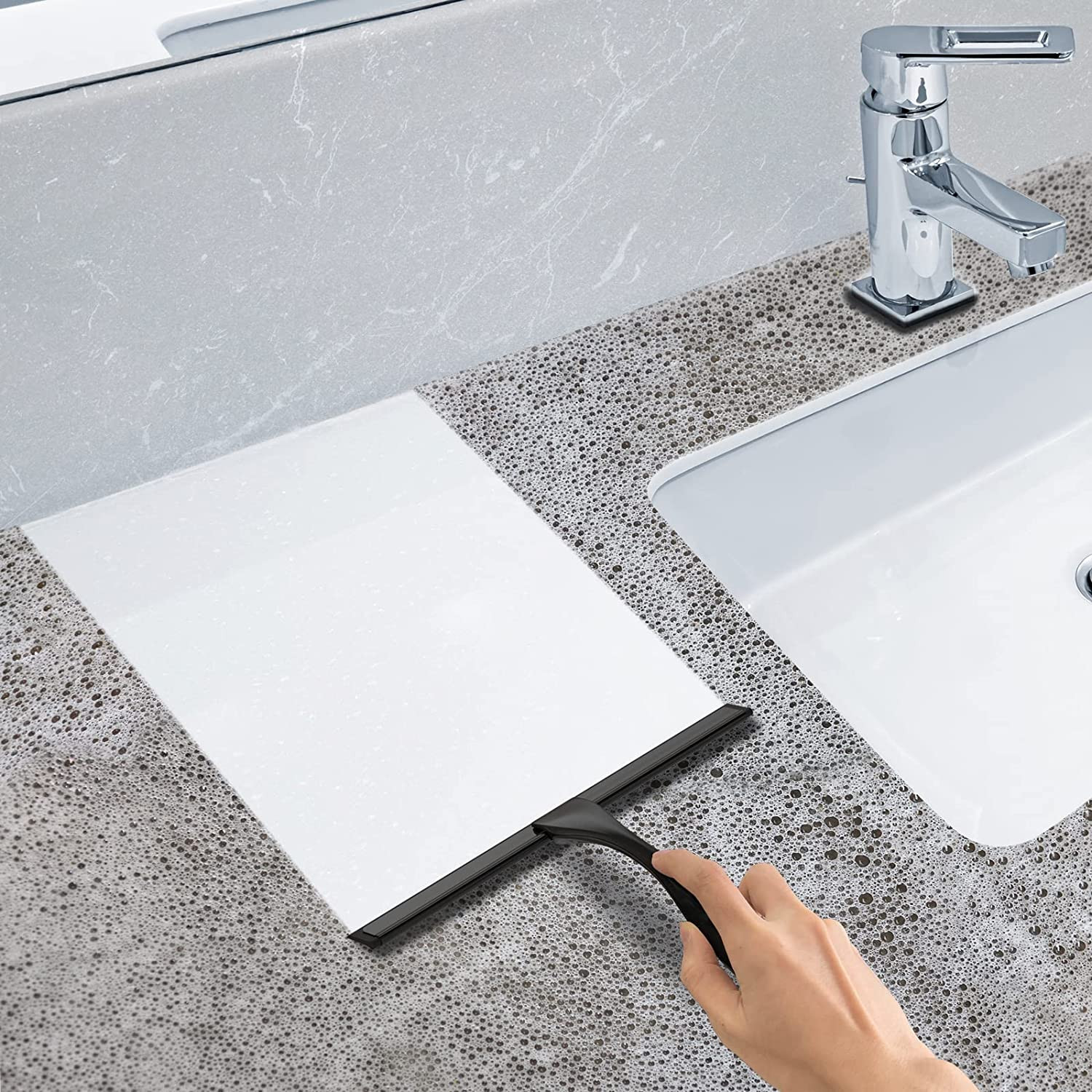 All-Purpose Stainless Steel Shower Squeegee for Shower Doors with 2 Adhesive