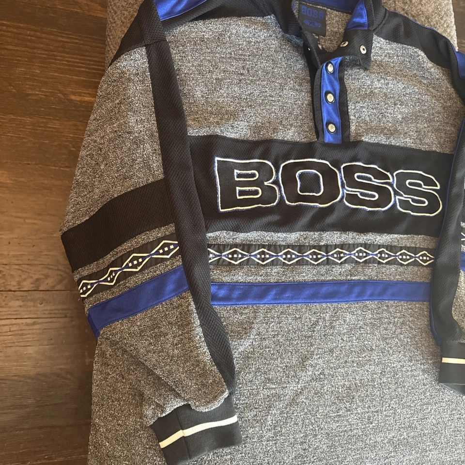 VTG Y2K BOSS by IG Design Knit Baggy Sweatshirt Pullover XL Embroidered Nice! - Image 3 of 4