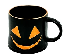 Pumpkin Face Halloween Mug Black & Orange 16oz Coffee Cup Spooky Favorite