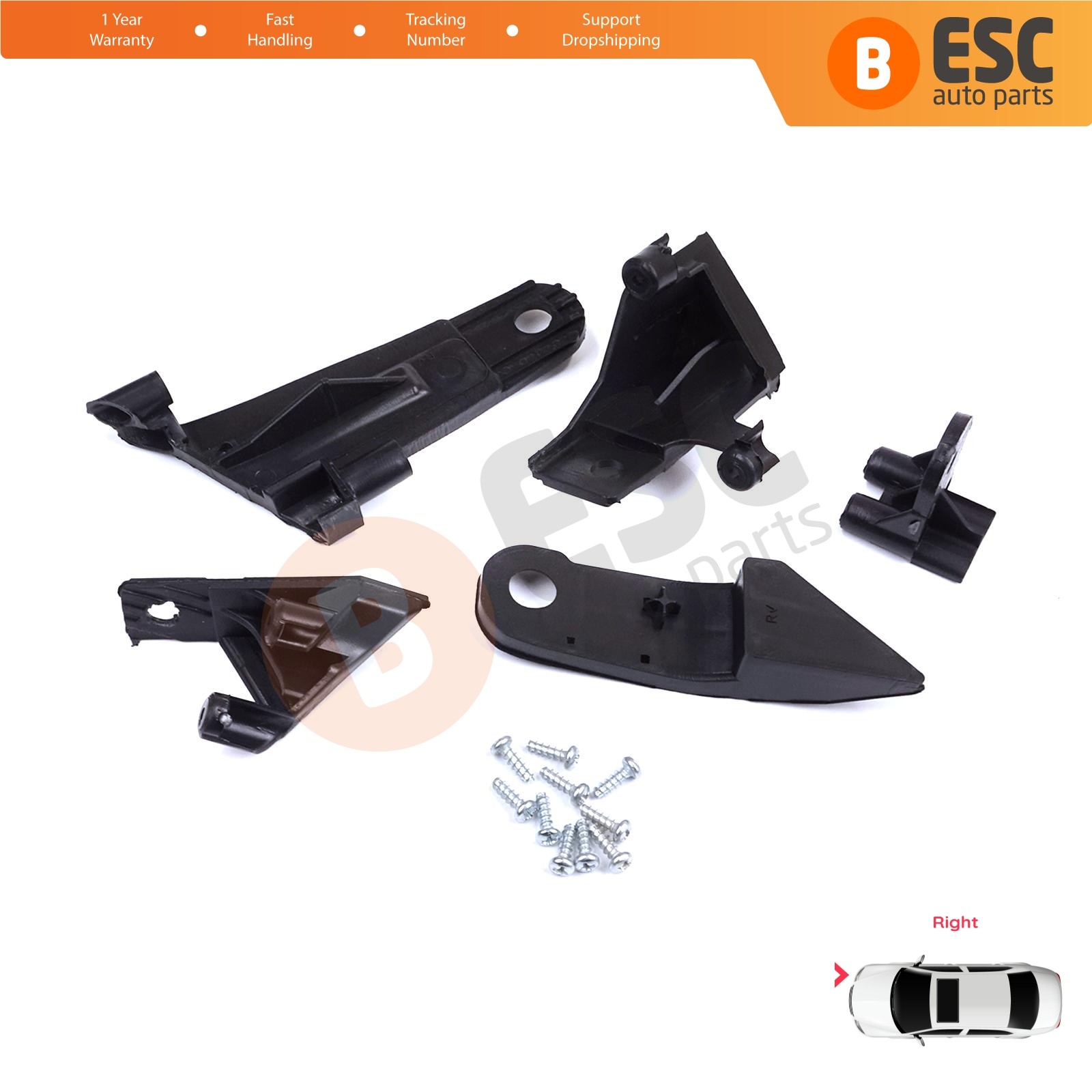 Headlight Repair Bracket Tab Set Right for Dacia Renault Duster MK2 HM 2017-2024