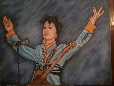 prince oil painting original super bowl 46 performing in the rain