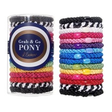 Grab  Go Ponytail Holders, Carnival, Set of Fifteen - Exceptionally Secure w...
