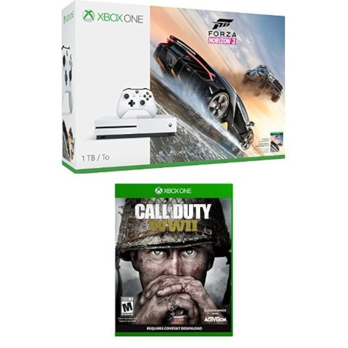 Xbox One S 1TB Console Forza Horizon 3 Call Of Duty WW2 Bundle