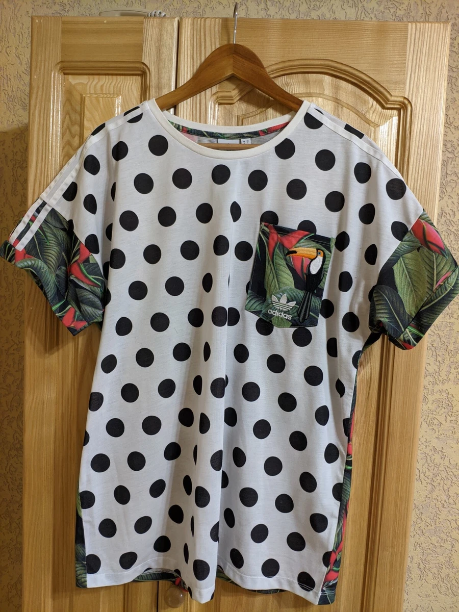 Polka Dot Floral Embroidered Toucan T RELAXED FIT | eBay