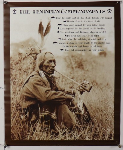 Native American Tribe Ten Indian Commandments American Indians Poster NOS (b950) - 第 3/3 張圖片