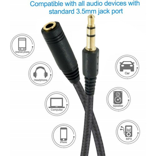 10ft 3.5mm 1/8" Stereo Audio Aux Headphone Cable Extension Cord Male to Female ! - Picture 4 of 11