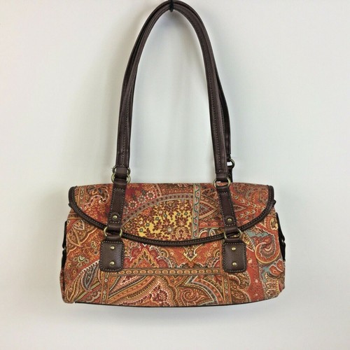 Relic Naranja Rojo Amarillo Marrón Floral Cachemira Diseño Bolso de Mano  Cartera | eBay