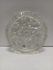 Vintage Large Lead Crystal Cut Clear Glass Cigar Cigarette Ashtray 7 1/4" Heavy 