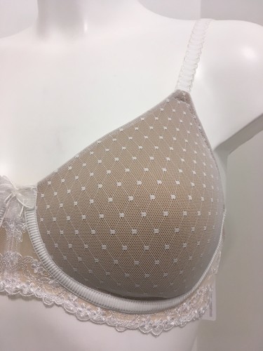 Reggiseno Amoena Lara pizzo bianco e nudo mastectomia 32D imbottito senza ferretto senza ferretto 0452 - Foto 2 di 7