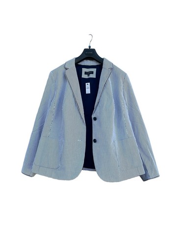 TALBOTS Aberdeen Blazer Sz 22W Piped White Navy Stripes Nautical Jacket Preppy - Picture 17 of 23