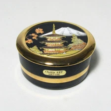 The Art of Chokin 24 kt Gold Edged Trinket Box With Lid Japan Stunning NEW 