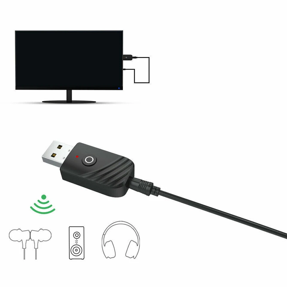 Wireless USB Bluetooth 5.0 Audio Transmitter Receiver 3in1 Adapter For TV PC Car - Image 4 of 4