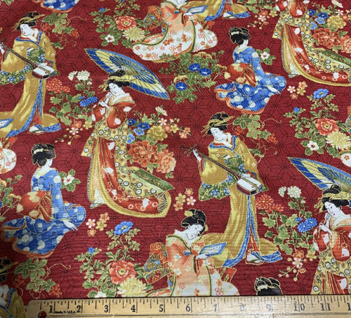 Red Floral Japan - Kyoto Garden - Northcott Cotton Fabric - Picture 2 of 2