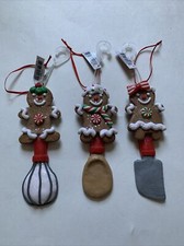NWT 3 Gingerbread Ornaments Cooking Utensils Spoon Whisk Baking Kitchen Cottage