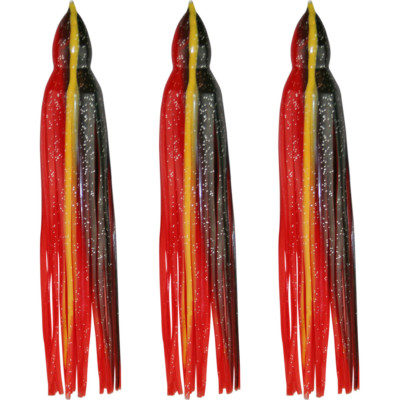 5.5'' to 8.5'' Octopus Squid Replacement Skirt - Fire - 3 Pack