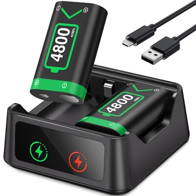 2x4800mWh Akku für Xbox One Controller,Akku Ladestation für Xbox Series Xbox One