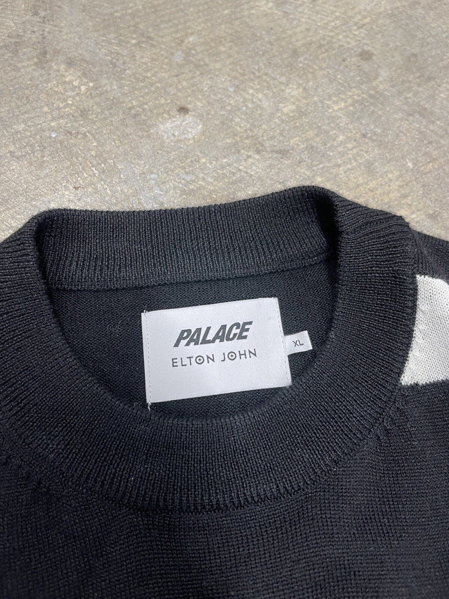 Palace Skateboards Elton John Jumper Size XL Black SS22 Palace Skateboards Elton John Jumper Size XL Black SS22