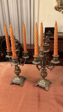 Coppia di Candelabri Antichi in Bronzo – Stile Classico, Fine Lavorazione