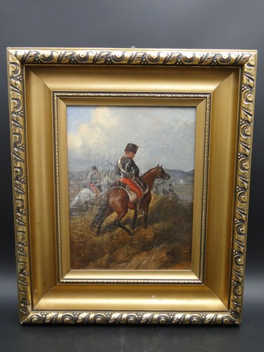 Ölbild Charles de Luna Frankreich Husaren auf Pferden Militär signiert um 1866 - Picture 2 of 14
