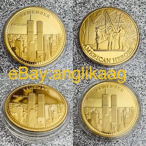 Twin Towers World Trade Centre 9 11 Gold Plated Commemorative Coin With Capsule Ebay