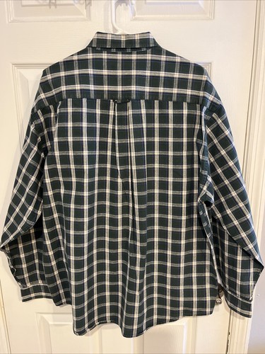 Eddie Bauer Shirt Mens Extra Large Green Plaid Long Sleeve 100% Cotton - Picture 7 of 7