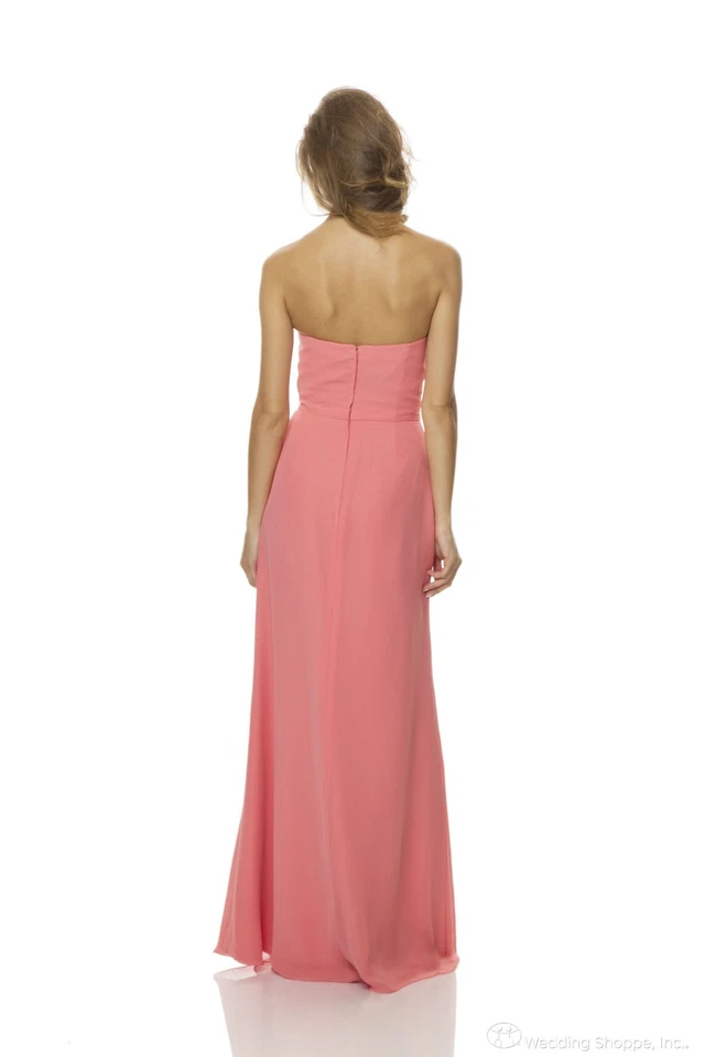 Vestido de dama de honor Bari Jay rosa tulipán sin tirantes cruzado de gasa talla 12 graduación Foto 2 de 4