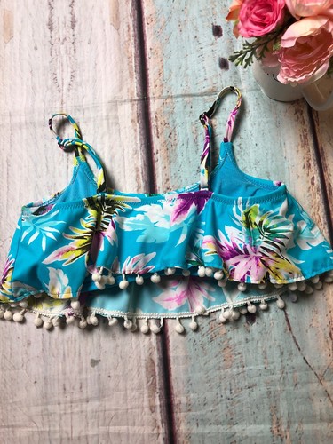 Bikini Top MEDIUM Floral w/ Hanging Balls Swimsuit Top Swimsuit Bra - Picture 3 of 5