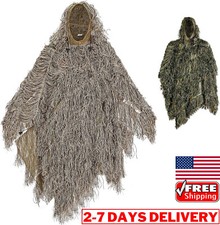 Poncho tuta 3D Ghillie uomo vestiti tattici Gilly mantello mimetico verde deserto