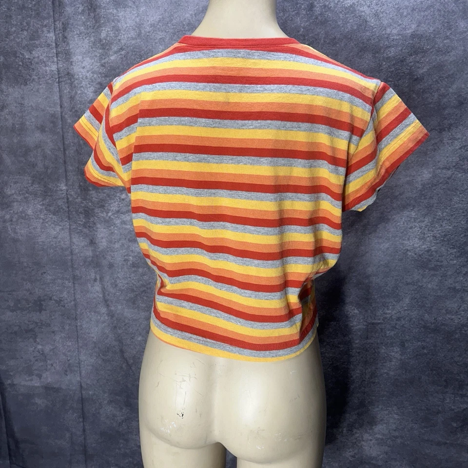 Camiseta corta de bebé a rayas Unionbay Y2K de colección para mujer M roja naranja gris patinador rave Foto 4 de 4